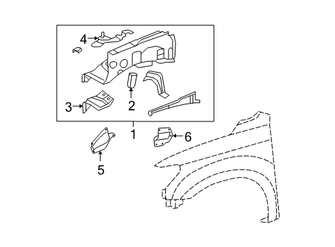 2008 Toyota Tundra Apron Assembly, Driver Side Diagram for 53702-0C190