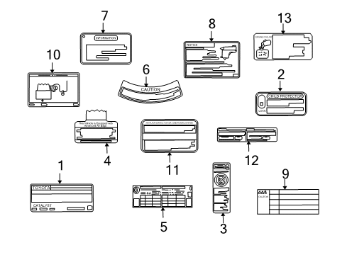 2013 Scion xB Information Labels Diagram