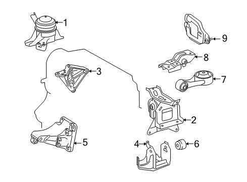 2010 Scion xD Engine & Trans Mounting Diagram