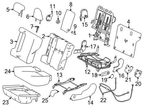 2015 Toyota RAV4 Rear Seat Components Diagram