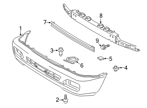 2003 Toyota Land Cruiser Bumper & Components - Front Diagram