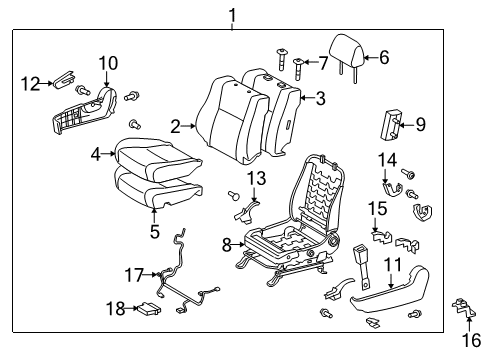 2019 Toyota Sequoia Passenger Seat Components Diagram
