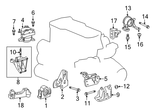 2015 Scion tC Engine & Trans Mounting Diagram