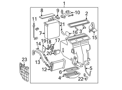 2003 Toyota Solara A/C Evaporator & Heater Components Diagram