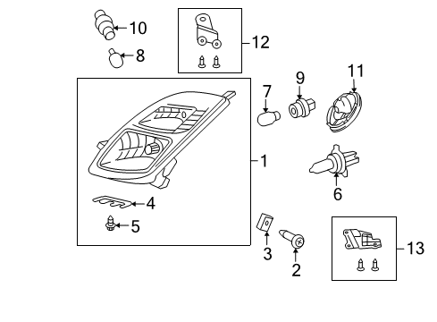 2005 Toyota Prius Headlamp Components Diagram