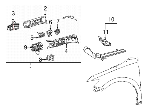 2019 Toyota Camry Structural Components & Rails Diagram 3 - Thumbnail