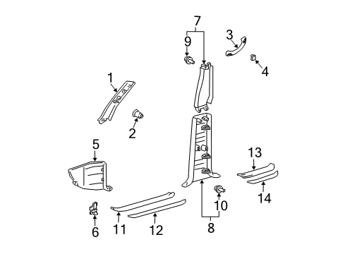 2005 Toyota 4Runner Interior Trim - Pillars Diagram