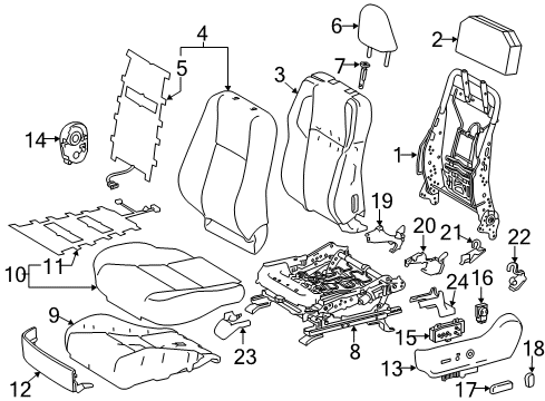 2015 Toyota RAV4 Driver Seat Components Diagram