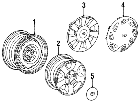 1992 Toyota Paseo Wheel Covers & Trim Diagram
