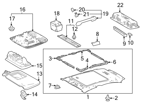 2024 Toyota Prius Prime Interior Trim - Roof Diagram