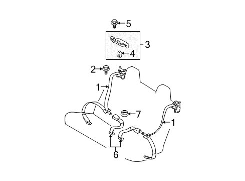 2005 Toyota Solara Rear Seat Belts Diagram