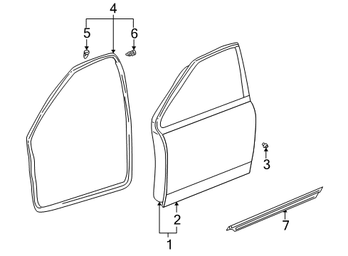 2001 Toyota Prius Door & Components Diagram