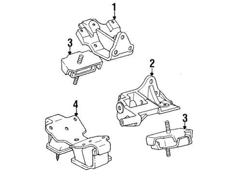 1992 Toyota Land Cruiser Engine & Trans Mounting Diagram