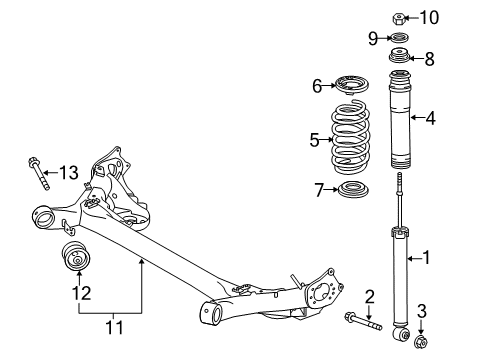 2017 Toyota Prius C Rear Suspension Components Diagram