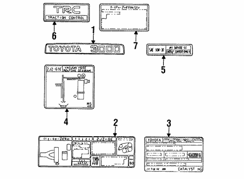 1997 Toyota Supra Information Labels Diagram