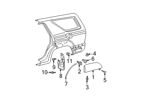 2004 Toyota 4Runner Mud Guard, Rear Driver Side Diagram for 76626-35190