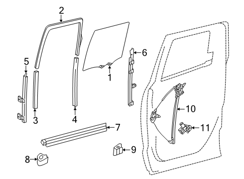 2025 Toyota Tacoma Glass - Rear Door Diagram