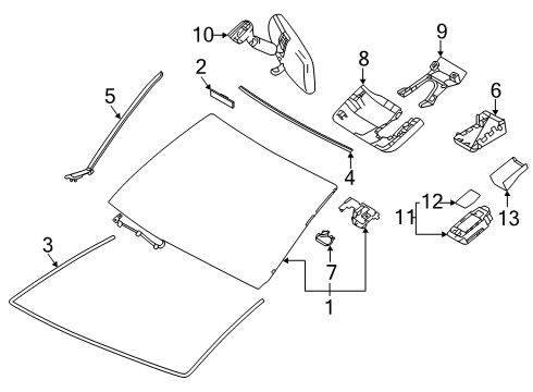 2025 Toyota 4Runner Glass - Windshield Diagram