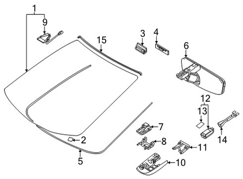 2019 Toyota Mirai Glass - Windshield Diagram