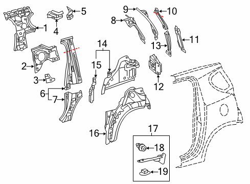 2014 Scion iQ Inner Structure - Quarter Panel Diagram