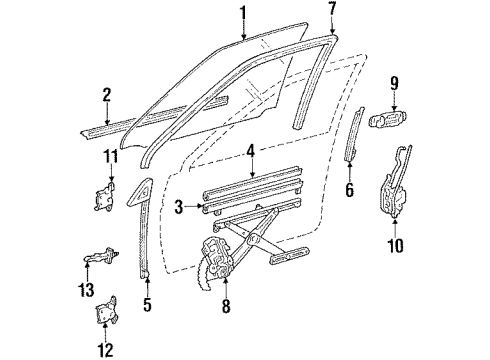 1987 Toyota Corolla Glass - Front Door Diagram 2 - Thumbnail