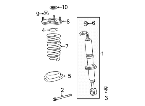 2024 Toyota Tundra Strut Mount Retainer, Front Diagram for 48501-0C020