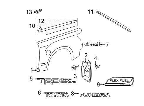 2010 Toyota Tundra Exterior Trim - Pick Up Box Diagram 2 - Thumbnail