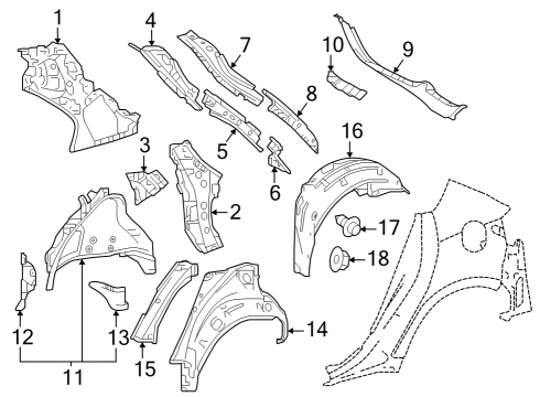 2025 Toyota GR Corolla Inner Structure - Quarter Panel Diagram