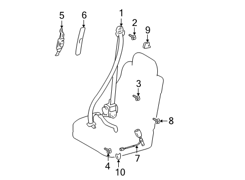 2006 Toyota Highlander Front Seat Belts Diagram