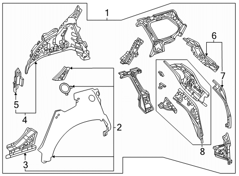 2025 Toyota Grand Highlander Inner Structure - Quarter Panel Diagram