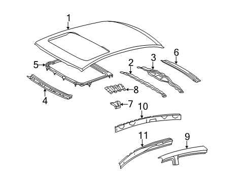 2011 Toyota Avalon Roof & Components Diagram