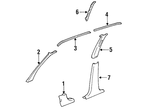 1993 Toyota Tercel Interior Trim - Pillars Diagram
