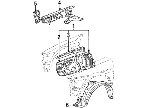 1987 Toyota Tercel Structural Components & Rails Diagram