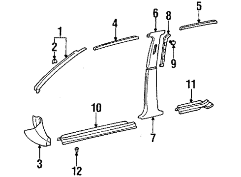 1995 Toyota Tercel Interior Trim - Pillars Diagram