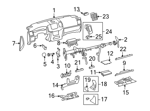 2009 Toyota Land Cruiser Instrument Panel Bracket, Passenger Side Diagram for 55375-60090