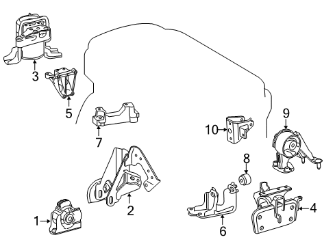 2013 Toyota RAV4 Engine & Trans Mounting Diagram