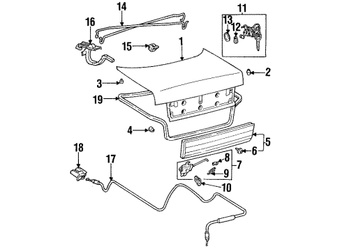1996 Toyota Corolla Trunk Lid & Components Diagram