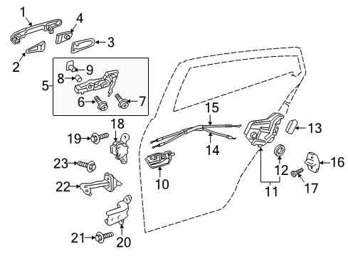 2021 Toyota Prius Rear Door - Lock & Hardware Diagram