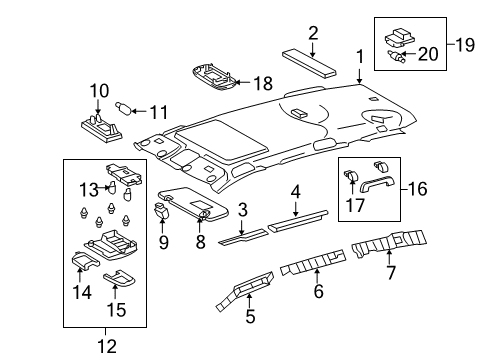 2009 Toyota RAV4 Interior Trim - Roof Diagram