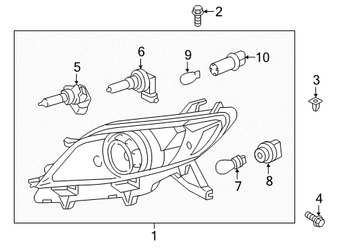 2012 Toyota Sienna Headlamp Components Diagram