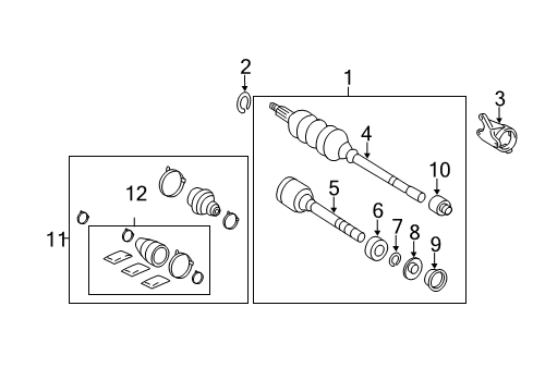 2008 Toyota Avalon Drive Axles - Front Diagram