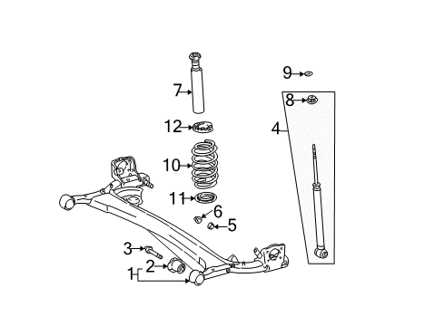 2004 Scion xB Rear Suspension Components Diagram