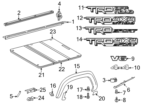 2016 Toyota Tacoma Exterior Trim - Pick Up Box Diagram