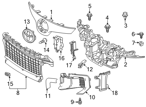 2025 Toyota GR Corolla Grille & Components Diagram