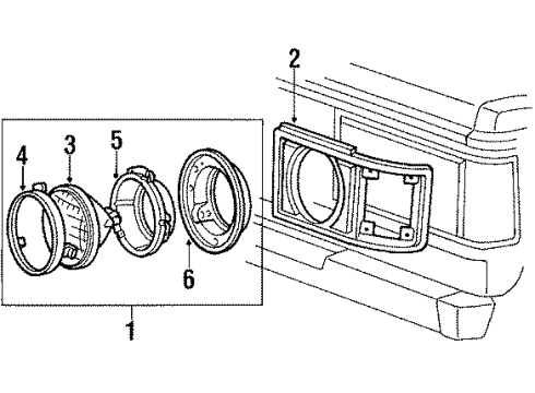 1987 Toyota Land Cruiser Headlamp Components Diagram