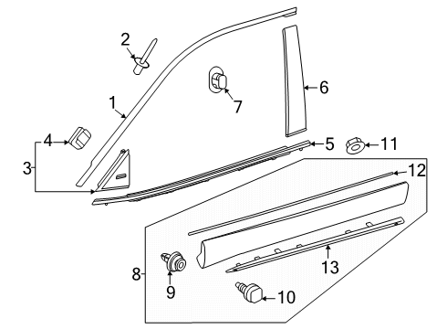 2025 Toyota Grand Highlander Exterior Trim - Front Door Diagram