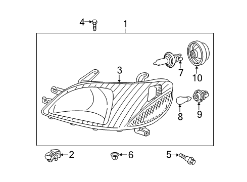 2001 Toyota Echo Headlamp Components Diagram