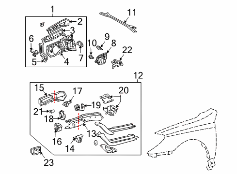 2005 Toyota Solara Structural Components & Rails Diagram