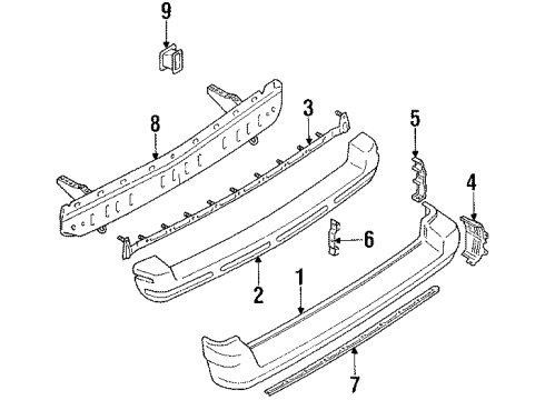 1990 Toyota Corolla Bumper Assembly - Rear Diagram 4 - Thumbnail