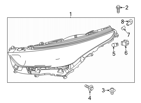 2025 Toyota Highlander Headlamp Components Diagram